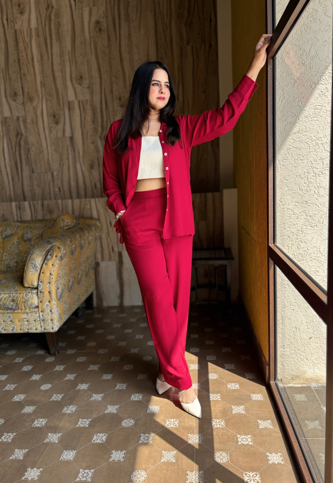 Solid Cherry Red Cord Set