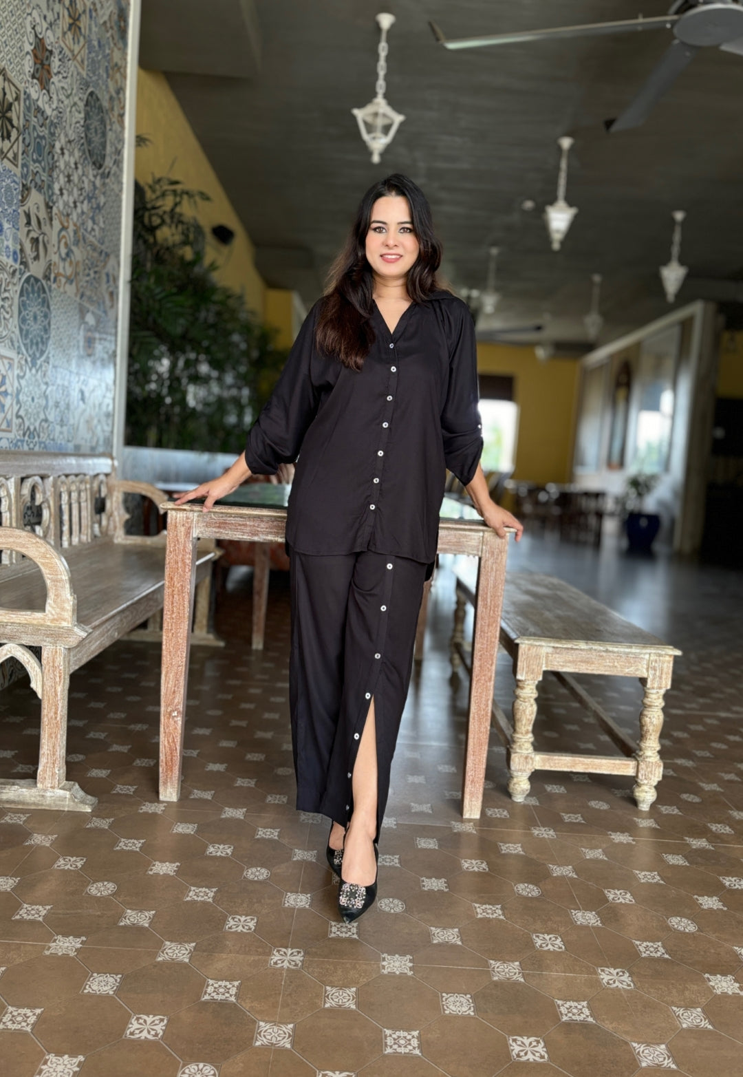 Black Cotton Cord Set