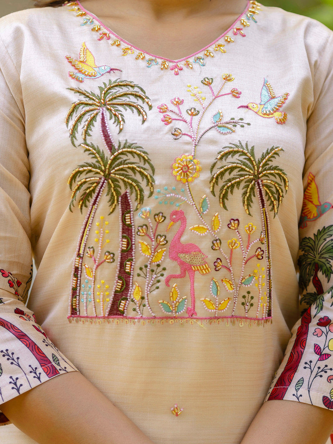 Shivani Floral Printed Handwork Silk Straight Kurta With Trousers & Dupatta Suits