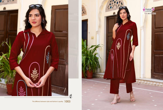 fancy and subtle floral design kurti pair