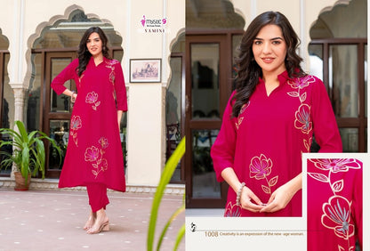fancy and subtle floral design kurti pair