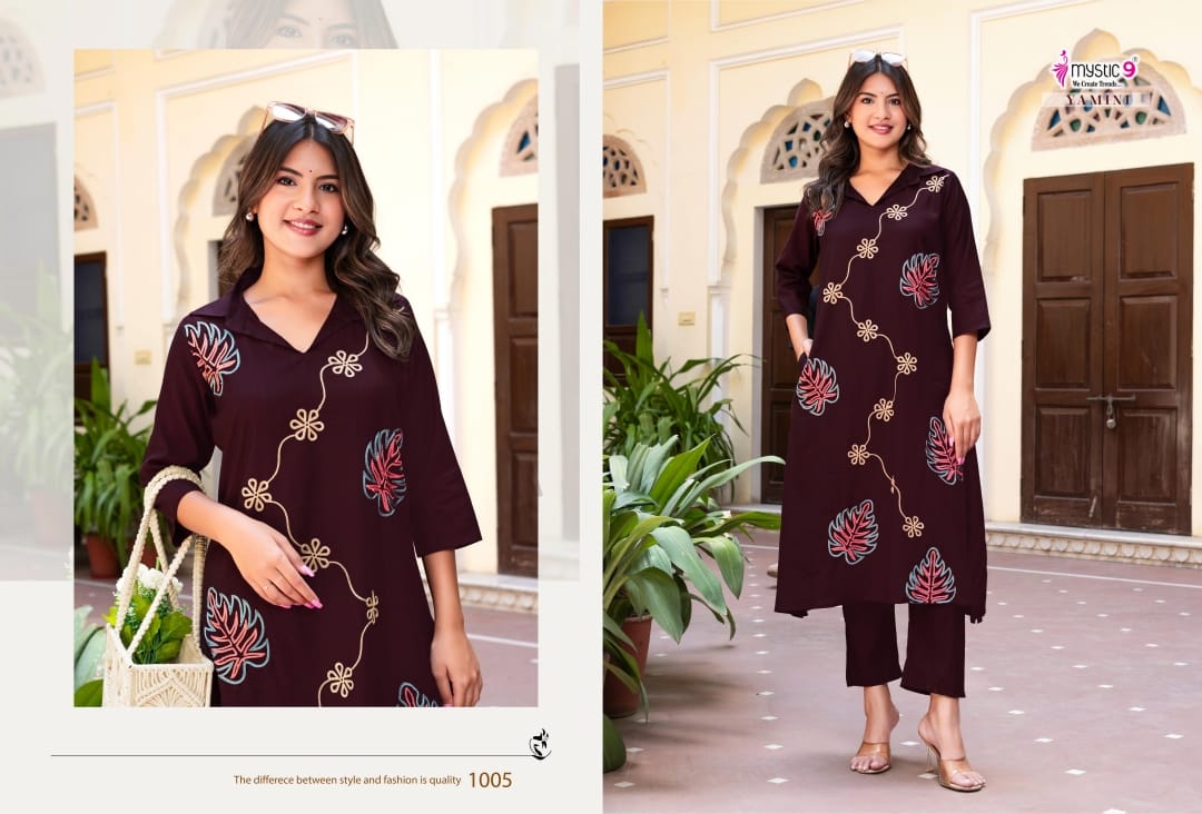 fancy and subtle floral design kurti pair