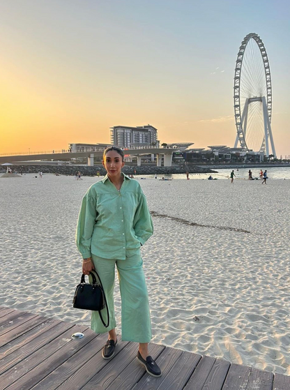 Pista Green Co-Linen Coord Set