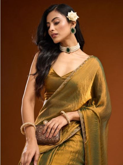 Soft Jimmy Choo Fandy Silk Saree With Hand Work Lace Boarder