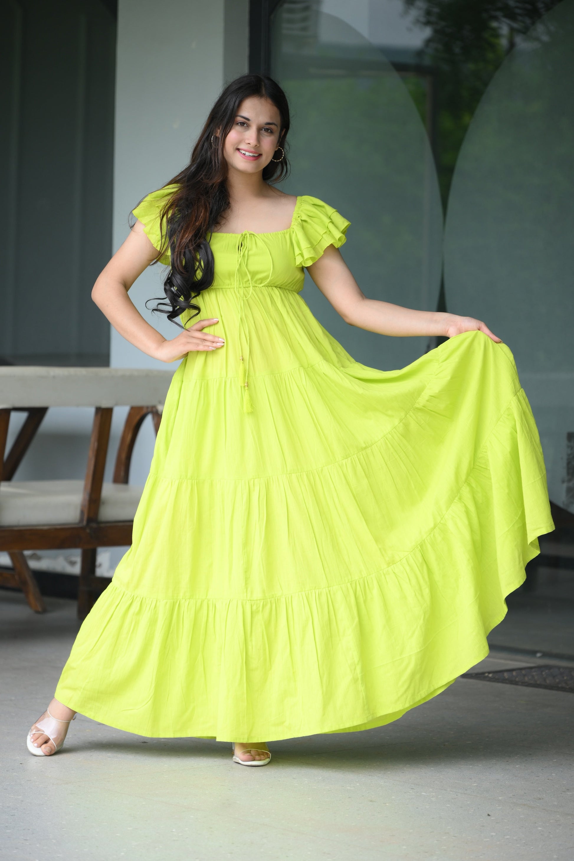 Green Cotton Maxi Dress