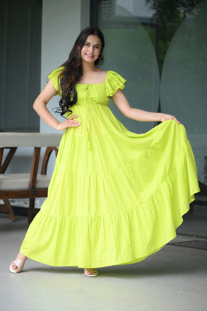Green Cotton Maxi Dress