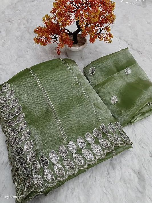 Pure soft  Jimmy choo silk sarees with amazing sequence work