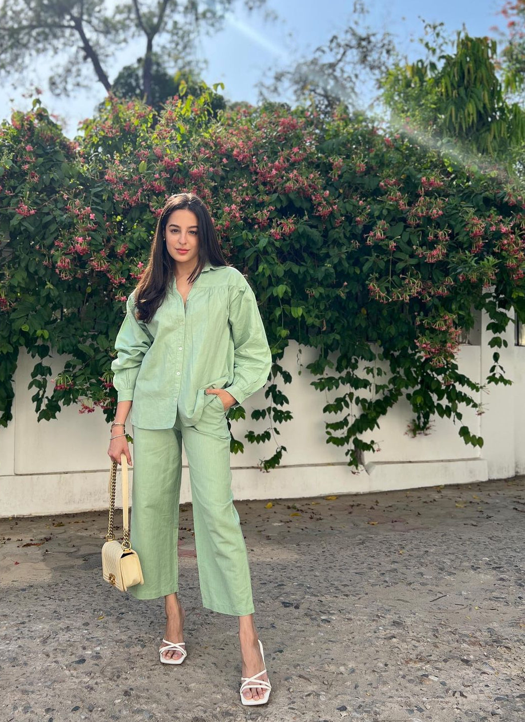 Pista Green Co-Linen Coord Set