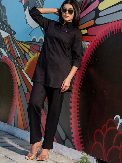 Coloured Denim shirt top with full loose pants