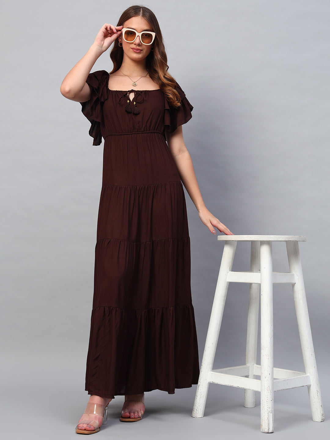 Brown Cotton Maxi Dress