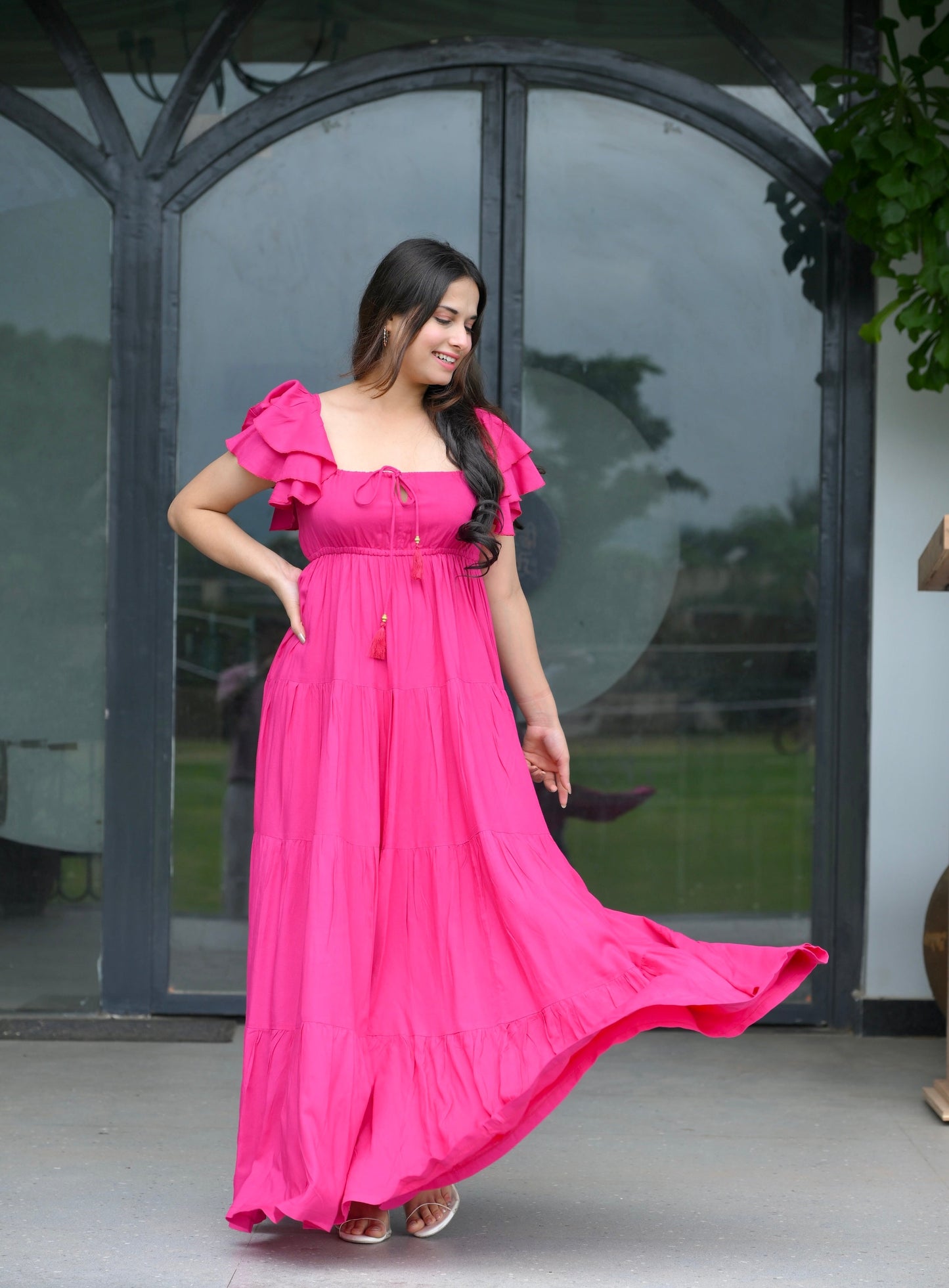 Pink Cotton Maxi Dress