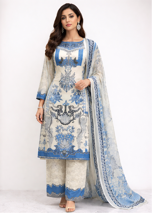Luxe Silk Cord Set – Azure Ivory Bloom