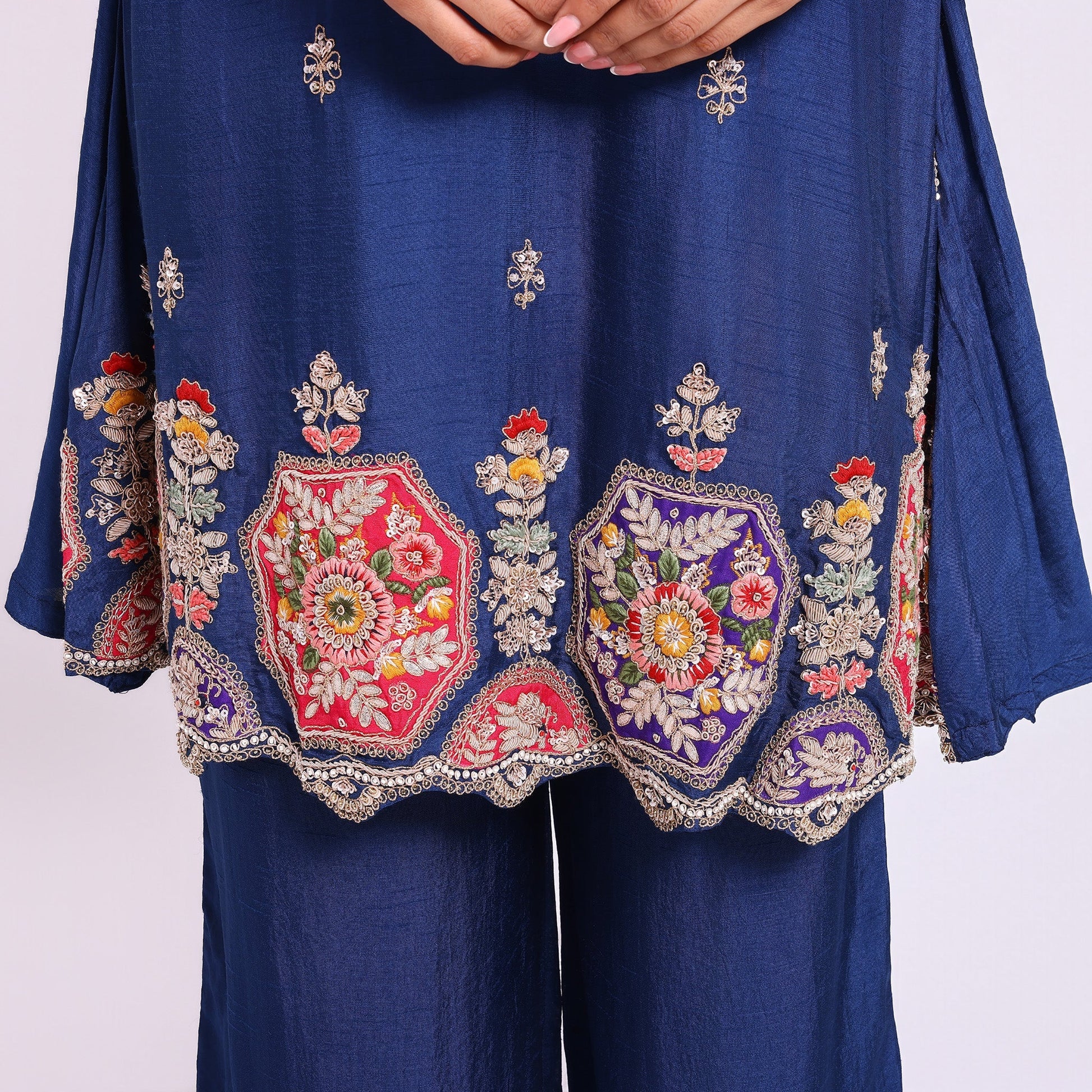 Navy Blue embroidered Kurta Set