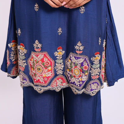 Navy Blue embroidered Kurta Set