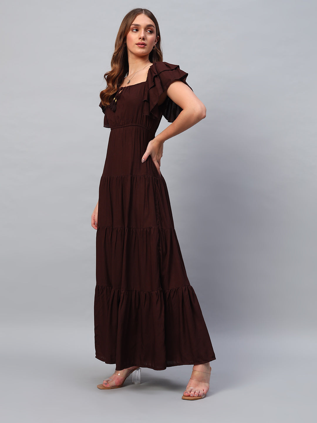 Brown Cotton Maxi Dress