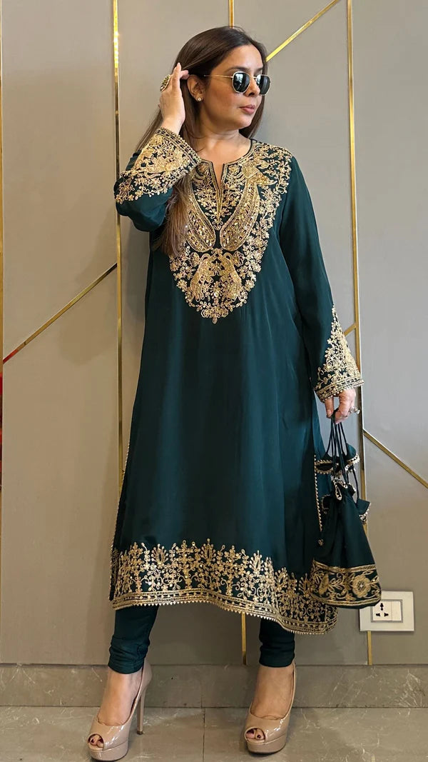 Baroque Crepe Phiran Kurta with Churidar