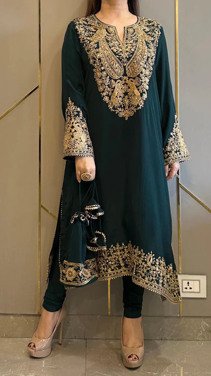 Baroque Crepe Phiran Kurta with Churidar