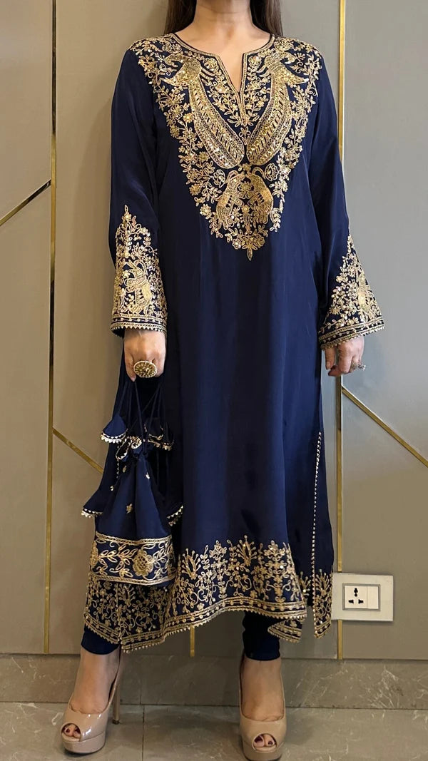 Baroque Crepe Phiran Kurta with Churidar