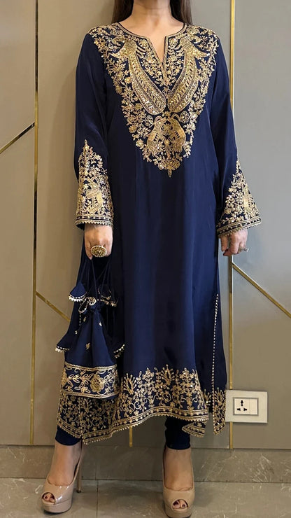 Baroque Crepe Phiran Kurta with Churidar