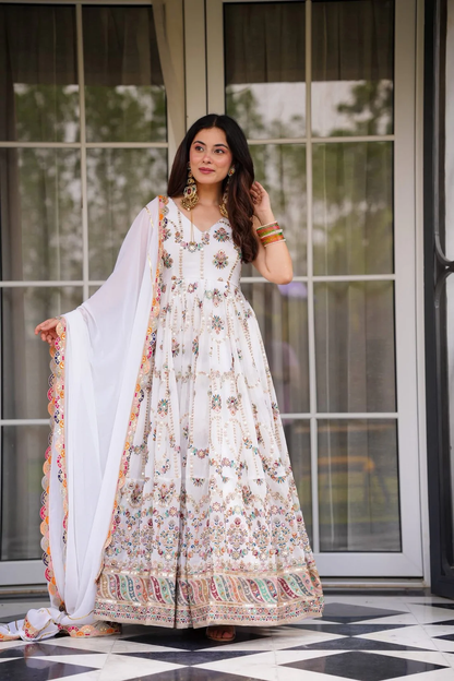 BARKAT-Elegant Ethnic Gown with Dupatta
