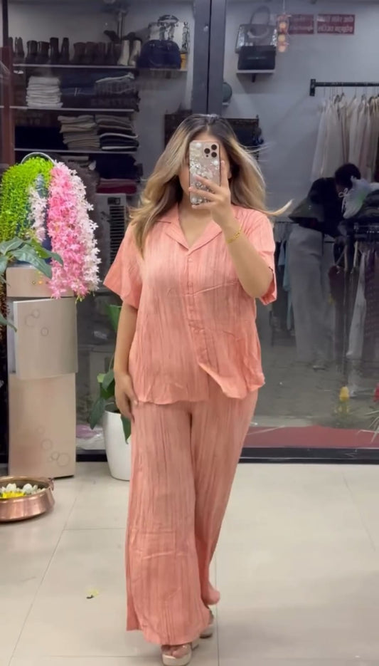 New Color Stylish Cotton Mix Linen Co-Ord Set