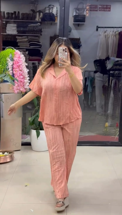 New Color Stylish Cotton Mix Linen Co-Ord Set