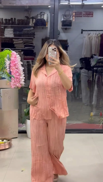 New Color Stylish Cotton Mix Linen Co-Ord Set