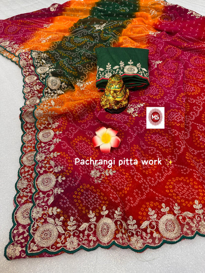 *pacrangi special bandhej pattern sarees..