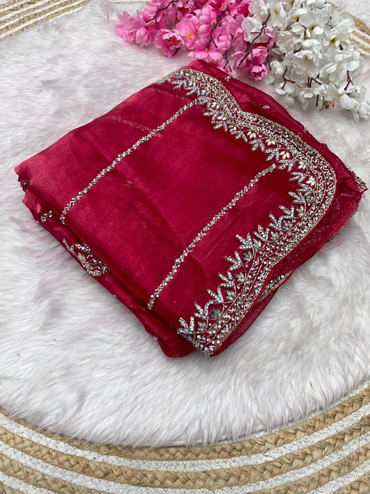 PINK RED New Party Wear Launching Designer saree