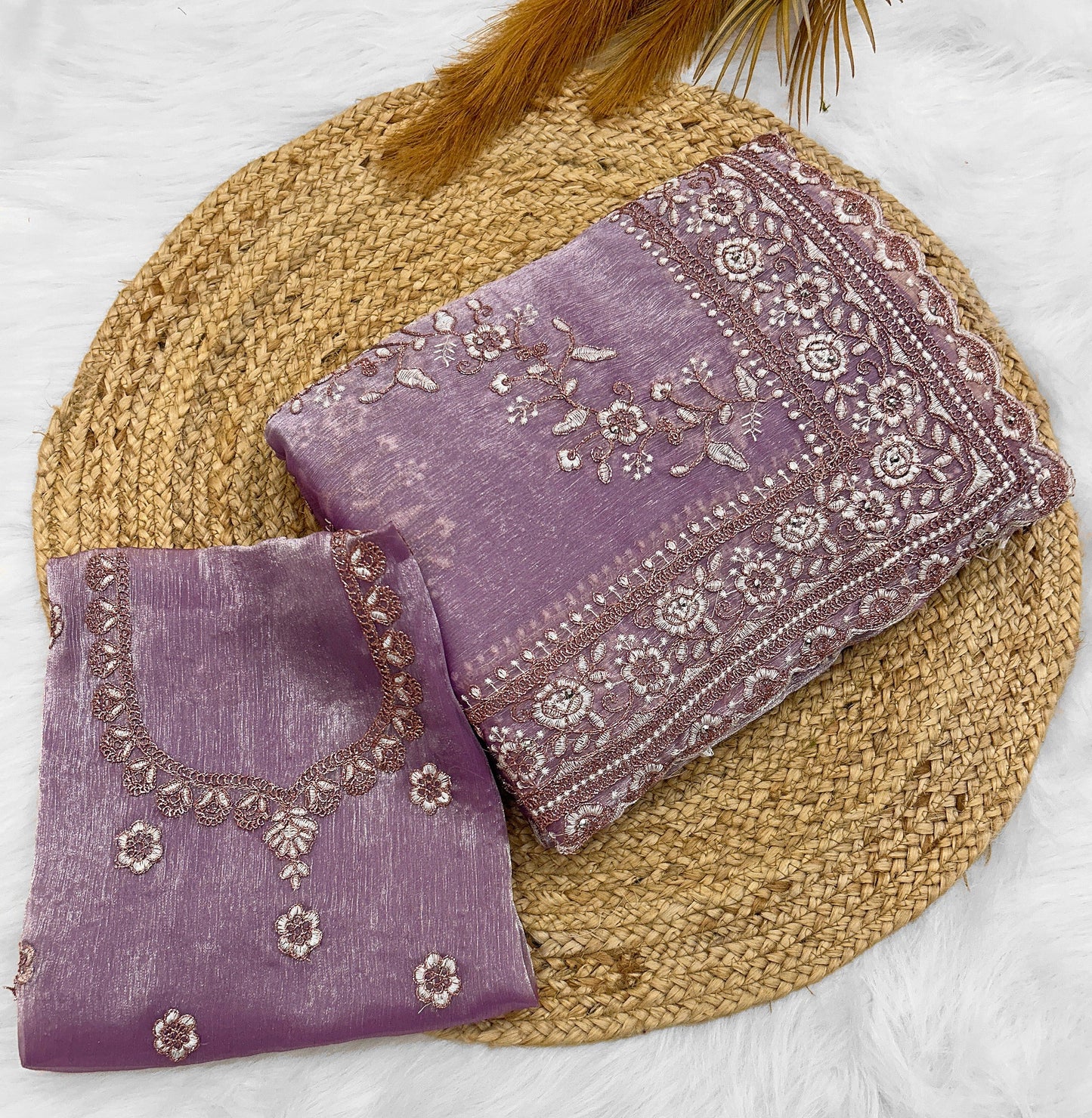 Lavender Diamond Hand Work New Party Wear Launching Designer saree
