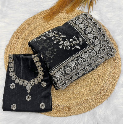 Black Diamond Hand Work New Party Wear Launching Designer saree