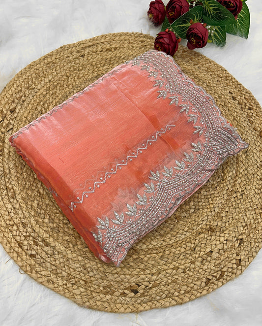 ORANGE PINK Party Wear Launching Designer Dana Handwork