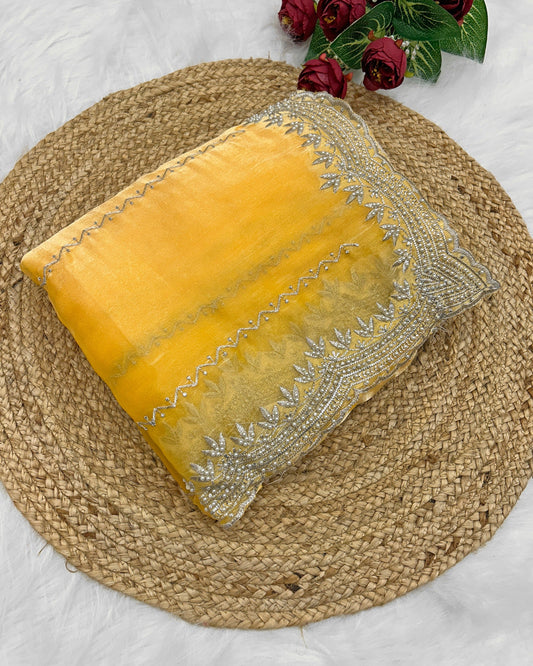 YELLOW Party Wear Launching Designer Dana Handwork