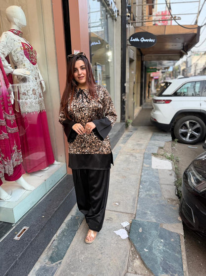 New Stylish Print Shirt And Palazza Suit Set