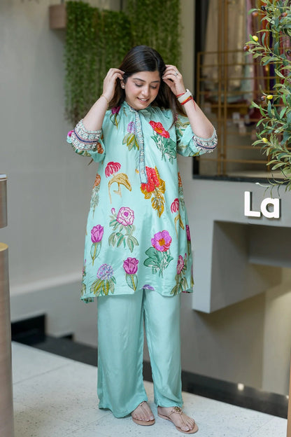 Saumiya floral printed pure and soft crepe cord-set for women