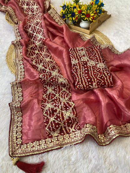 BRAND UPGRAD HUB PURE GOLD CRUSH SAREE