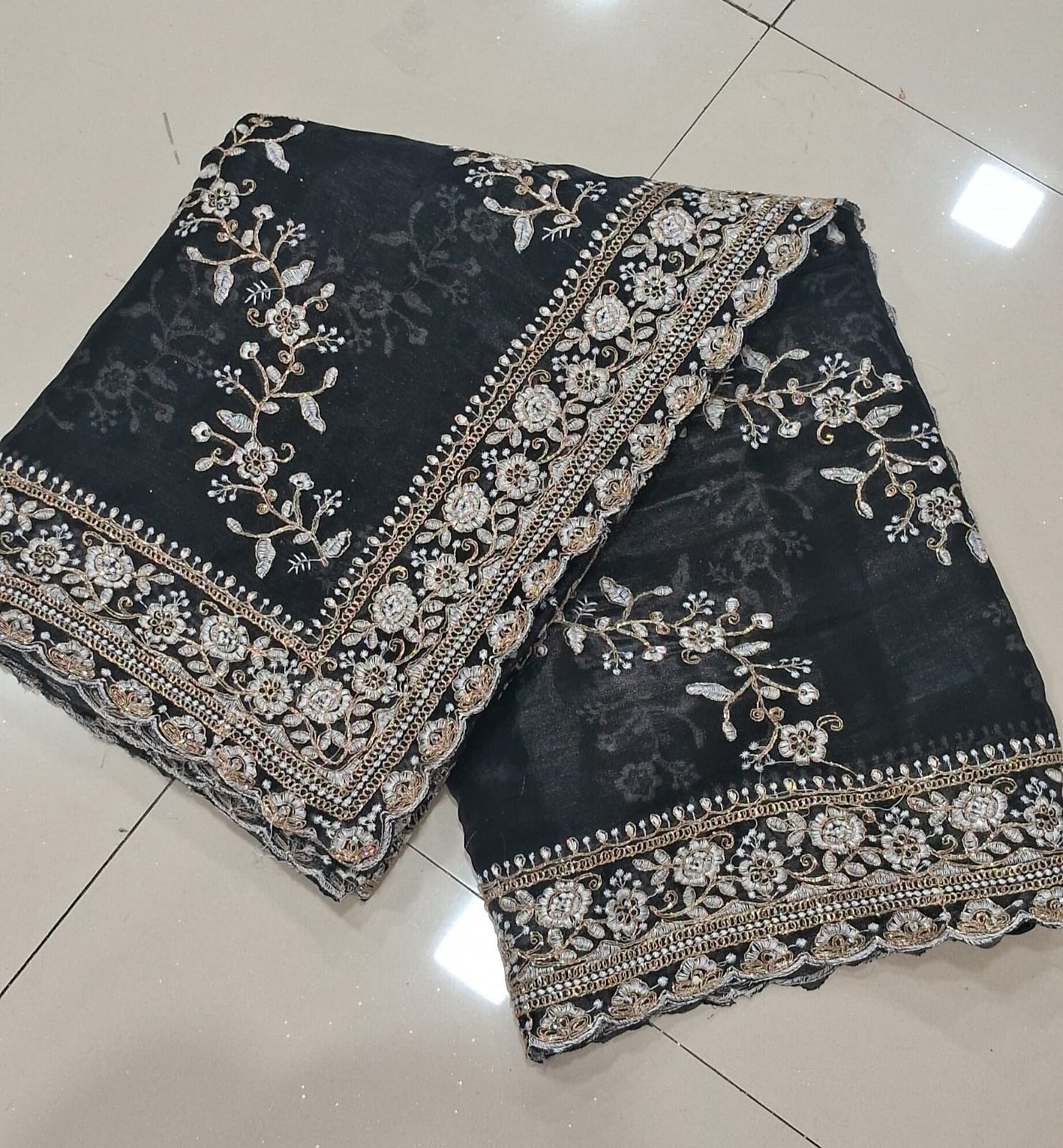 Black Diamond Hand Work New Party Wear Launching Designer saree