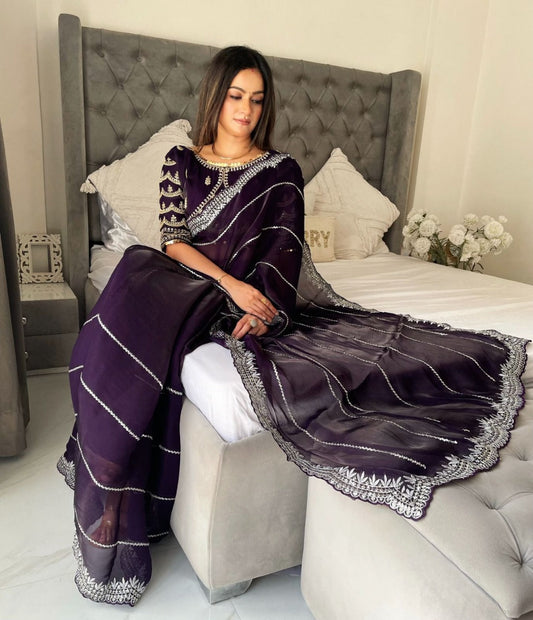 PURPLE Party Wear Launching Designer Dana Handwork
