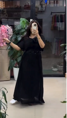 Designer Gown with Belt Full Flared Gown for Women Maxi Official Look
