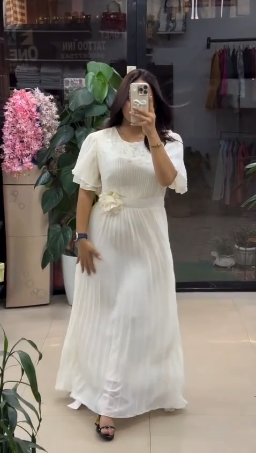 Designer Gown with Belt Full Flared Gown for Women Maxi Official Look