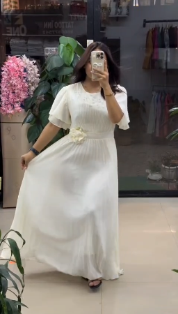Designer Gown with Belt Full Flared Gown for Women Maxi Official Look