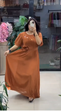 Designer Gown with Belt Full Flared Gown for Women Maxi Official Look