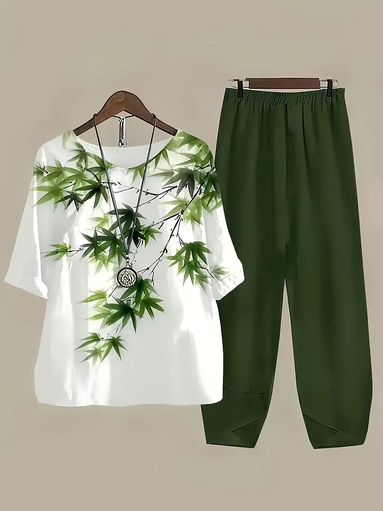 Leaf Ease Plus Size Casual Set