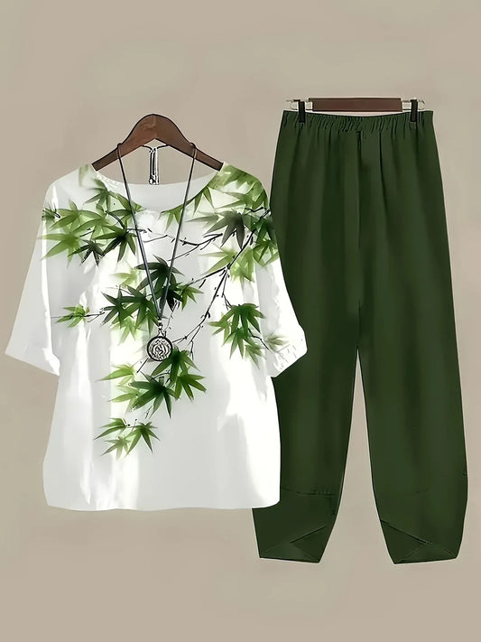 Leaf Ease Plus Size Casual Set