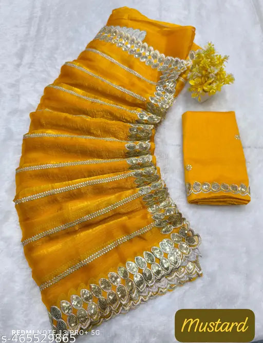 Pure soft Jimmy choo silk sarees with amazing sequence work