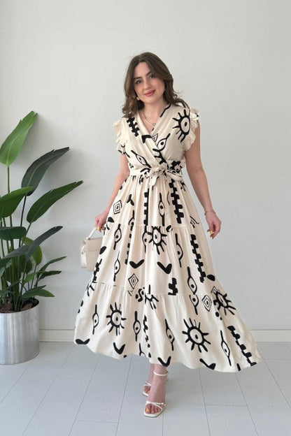 Mayaa printed peplum maxi dress for women