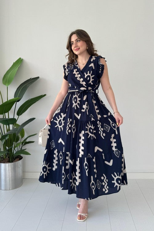Mayaa printed peplum maxi dress for women