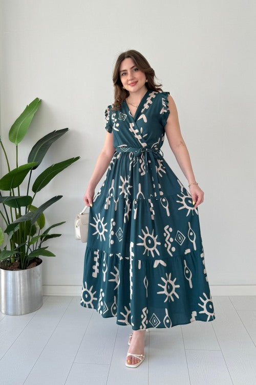 Mayaa printed peplum maxi dress for women