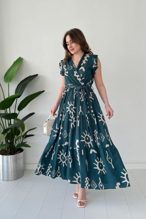 Mayaa printed peplum maxi dress for women