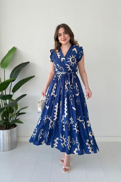 Mayaa printed peplum maxi dress for women